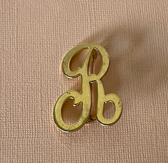 Vintage letter R brooch, letter r pin, letter R jewel… - Gem