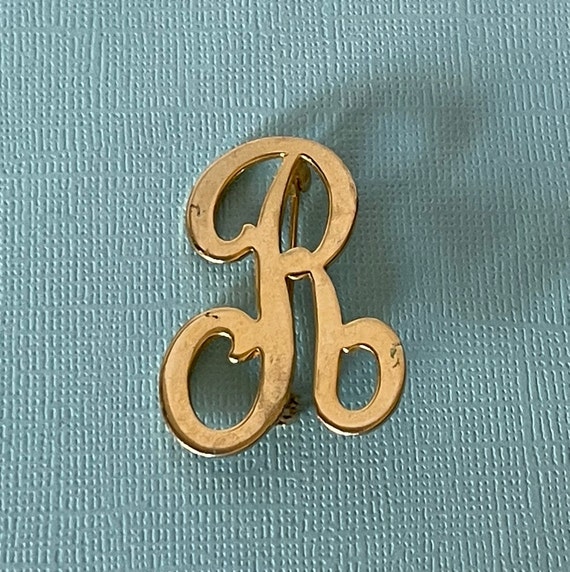 Vintage letter R brooch, letter r pin, letter R je