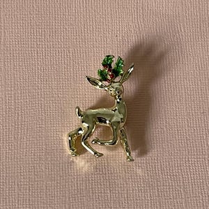 Vintage reindeer brooch, signed Gerry&#39;s reindeer pin, rudolph brooch, Christmas brooch, Christmas jewelry, holiday jewelry, reindeer pin