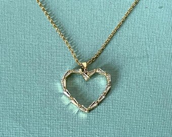Heart necklace, rhinestone heart necklace, Valentine's heart necklace, 20" necklace, gifts for her, rhinestone heart pendant, heart jewelry