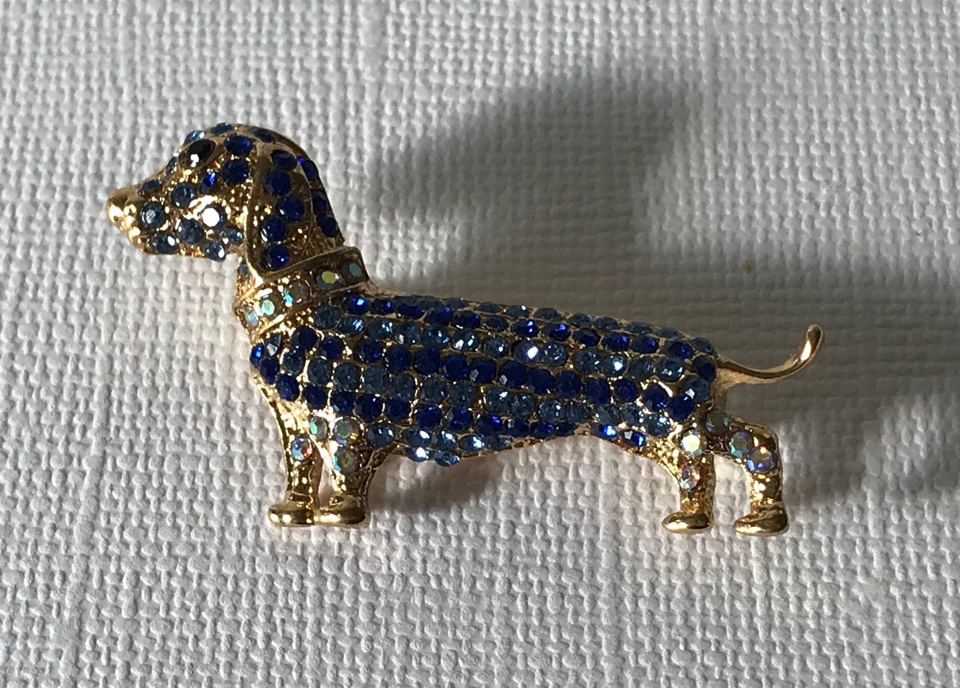 Rhinestone dachshund brooch doxie pin blue dachshund pin Etsy