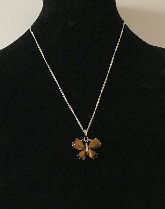 Tiger eye butterfly necklace, butterfly jewelry, t