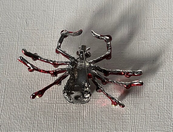 large spider brooch, red rhinestone spider pin, f… - image 7