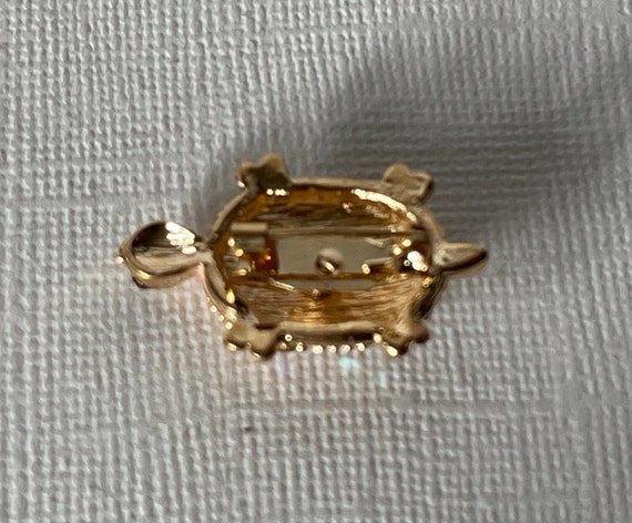 Rhinestone turtle brooch, gold turtle pin, tortoi… - image 6