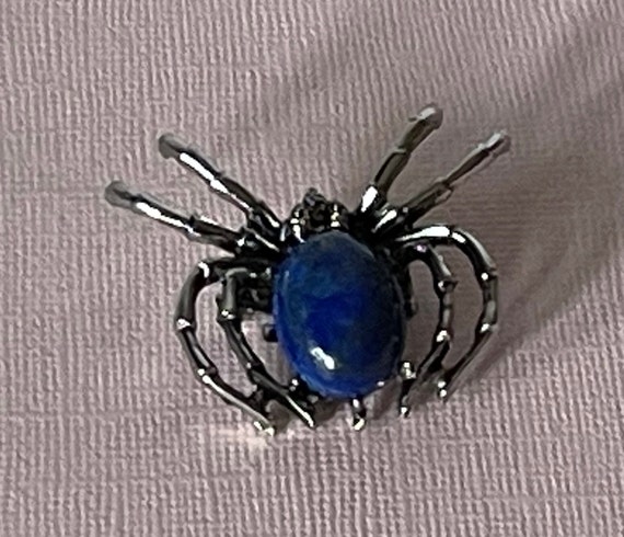 Lapis lazuli spider brooch, spider jewelry, blue … - image 6
