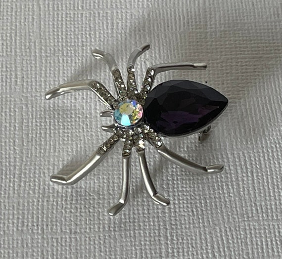 Rhinestone spider pin, purple spider pin, spider … - image 4