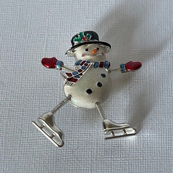 Vintage snowman brooch, signed Danecraft snowman … - image 7