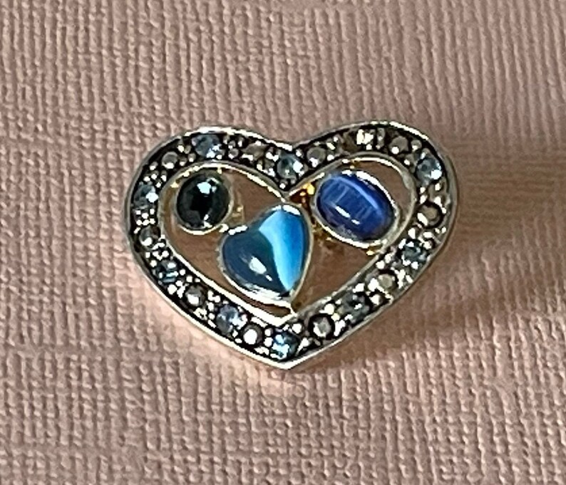 cabochon heart pin rhinestone heart pin wedding heart jewelry blue heart pin Vintage heart brooch marcasite heart brooch Valentine/'s