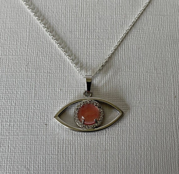 Evil eye necklace, cherry quartz evil eye necklac… - image 10