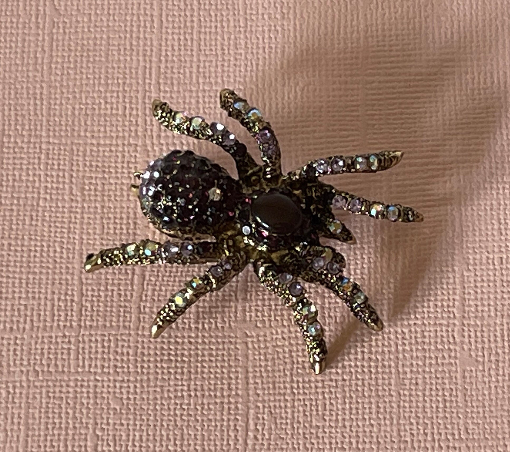 High Quality Metal Black Crystal Spider Brooch Custom Pearl Faberge Spider  Women Brooches For Halloween Gift