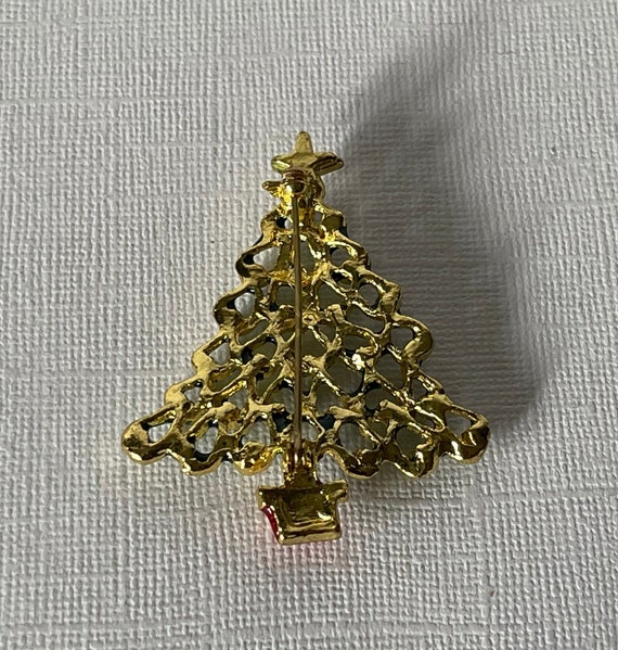Vintage Christmas tree brooch, green Christmas tr… - image 6