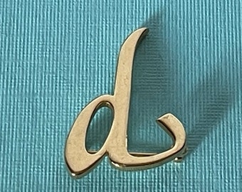 Vintage letter D brooch, letter D pin, monogram D brooch letter D jewelry initial D brooch gold letter d brooch, Letter D pin, gold letter D