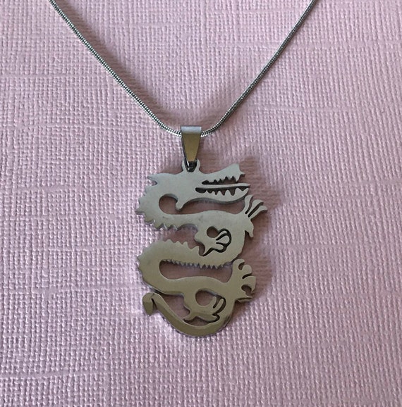 Vintage dragon necklace New Year s dragon necklace Gem