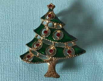 Vintage Christmas tree pin, Christmas tree brooch, Christmas pin holiday pin, Christmas brooch, vintage tree pin, classic Christmas tree pin