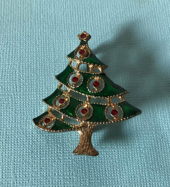 Vintage Christmas tree pin, Christmas tree brooch,