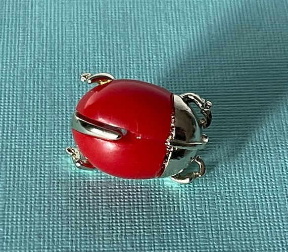 Vintage lady bug brooch, Signed Sarah lady bug pi… - image 1