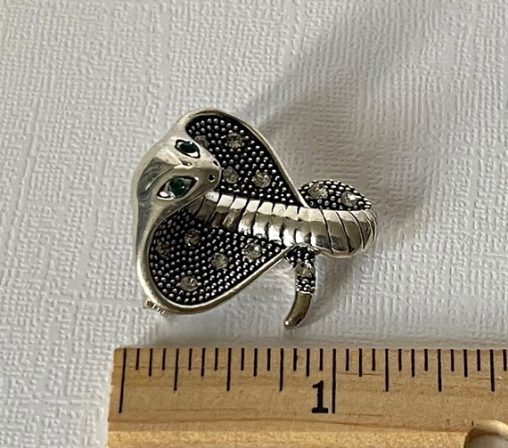 Silver snake brooch, rhinestone snake brooch, cob… - image 5