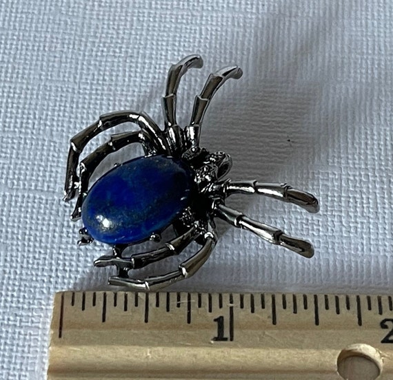 Lapis lazuli spider brooch, spider jewelry, blue … - image 4