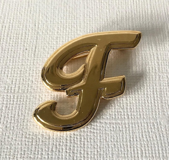 Vintage Letter F brooch, brooch, monogram F brooch, gold Letter F pin, letters brooch, alphabet brooch, Letter F pin, Letter F jewelry
