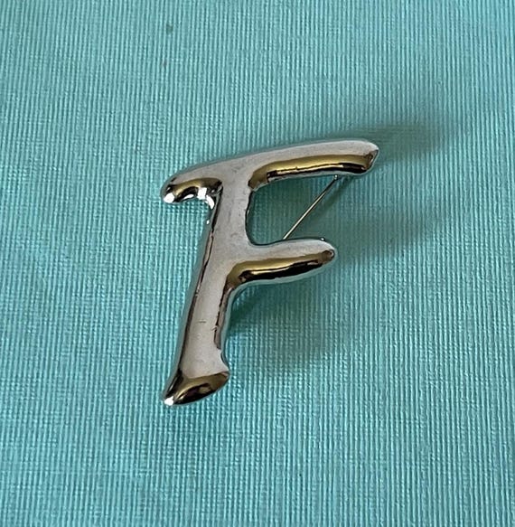 Vintage Letter F brooch, brooch, monogram F brooch, Silver Letter F pin, letters brooch, alphabet brooch, Letter F pin, Letter F jewelry
