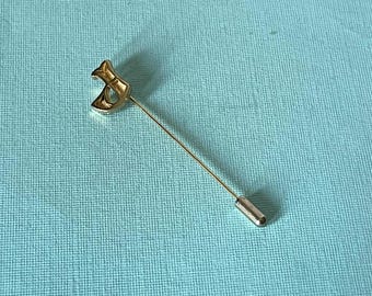 Vintage letter J stick pin, gold j stick pin, initial j jewelry, letter J jewelry, letter J