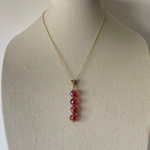 Beaded necklace, red beaded necklace, aurora borealis beaded necklace, beaded jewelry statement necklace 20 inch necklace gold bead necklace