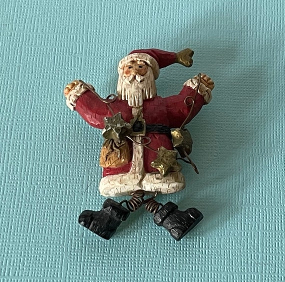 Vintage Santa brooch, Santa with stars brooch, Sa… - image 3