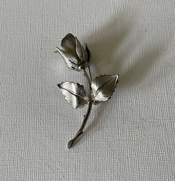 Vintage rose brooch, single rose pin, rose brooch… - image 4