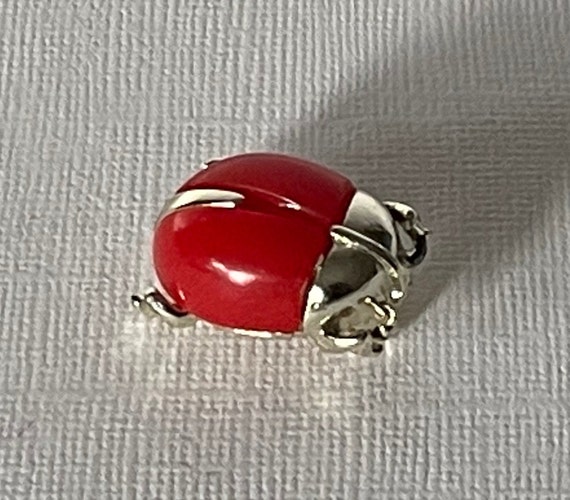 Vintage lady bug brooch, Signed Sarah lady bug pi… - image 5