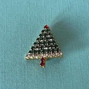 Broszka w kształcie choinki vintage, broszka w kształcie choinki z kryształkami, biżuteria świąteczna, biżuteria świąteczna, broszka w kształcie choinki vintage, broszka świąteczna