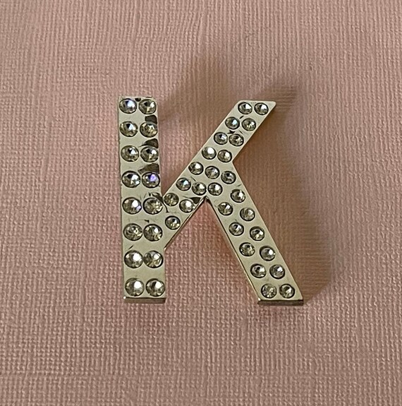 Large vintage letter K brooch, silver letter K pin, r… - Gem