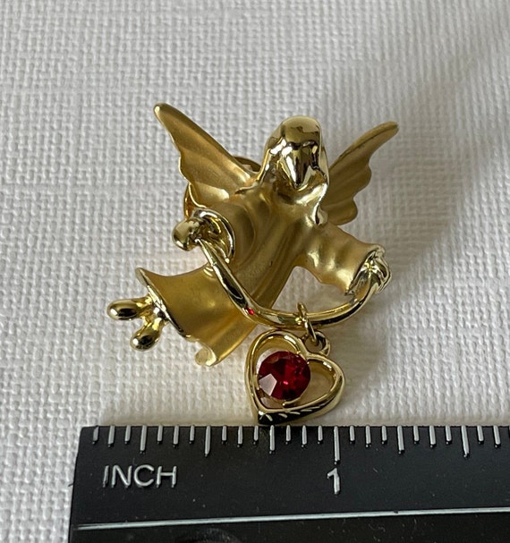 Vintage angel brooch, gold angel brooch, angel wi… - image 6