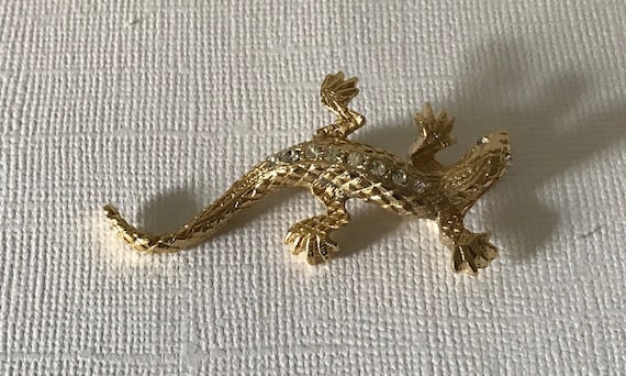 Vintage rhinestone lizard brooch, signed Gerry's … - image 2