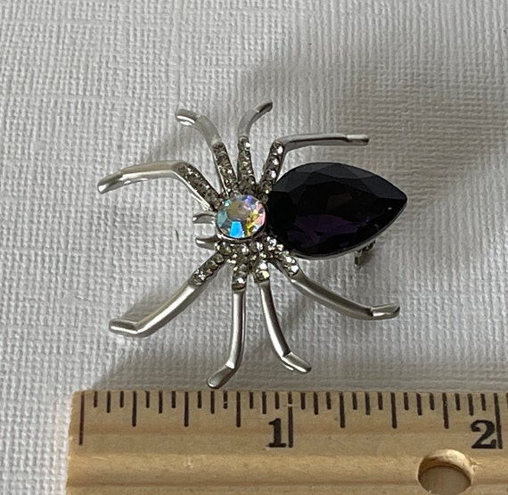 Rhinestone spider pin, purple spider pin, spider … - image 5