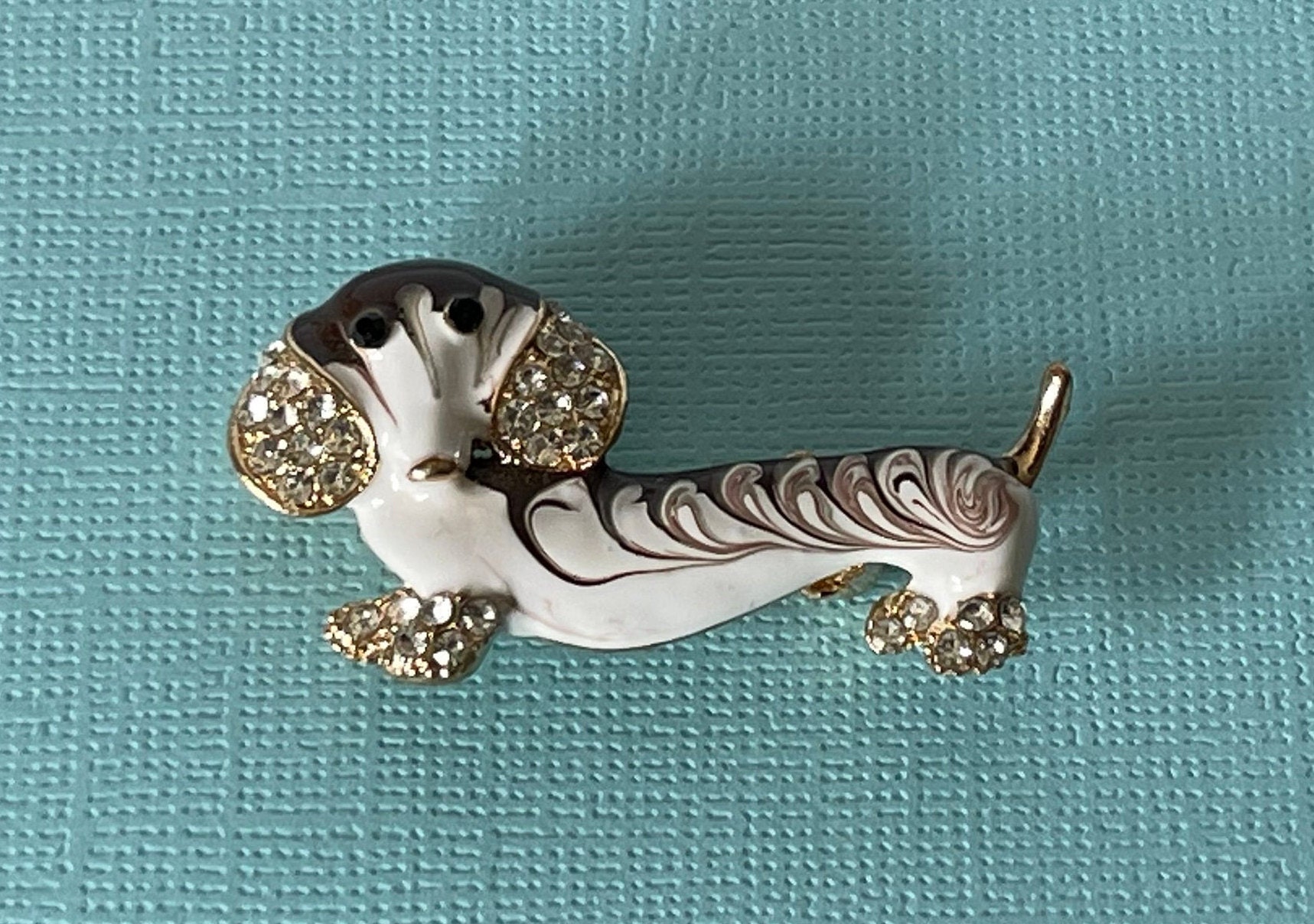 Rhinestone Dachshund Brooch Brown Dachshund Pin Doxie Pin Etsy UK