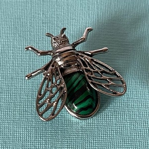 Green malachite fly brooch, bumble bee brooch, bee pin, green bee pin, green bumble bee brooch, bee jewelry, fly pin, honey bee brooch