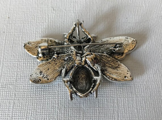 Blue rhinestone bumble bee pin, bee brooch, bee j… - image 4
