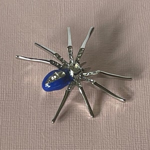 Blue spider brooch, rhinestone spider pin, Halloween spider pin, spider jewelry, tarantula pin blue spider brooch Halloween jewelry spider image 3