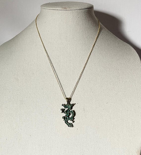 Dragon necklace, 20" dragon necklace, green dragon necklace, Chinese dragon necklace Lucky dragon necklace, New Years dragon, dragon jewelry