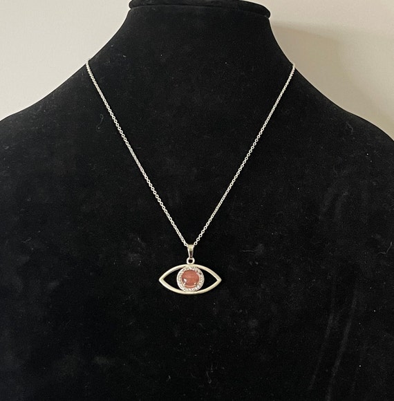 Evil eye necklace, cherry quartz evil eye necklac… - image 3