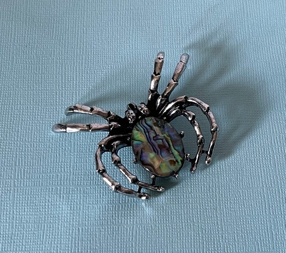Abalone spider brooch, spider pendant, spider jewelry, green spider pin, blue spider pin, Halloween spider, wedding spider, abalone spider