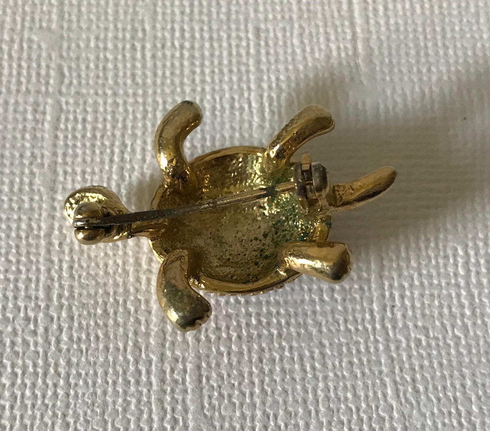 Vintage Turtle Brooch Rhinestone Turtle Pin Gold Turtle Etsy Australia