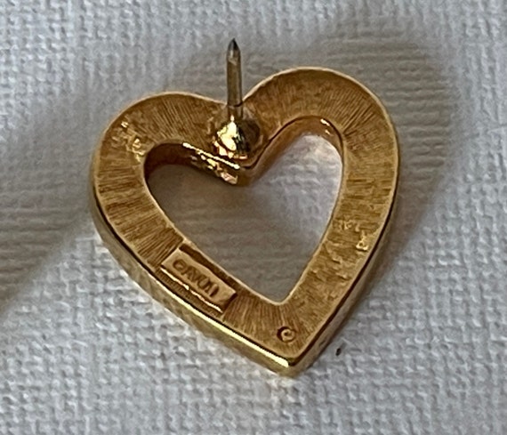 Vintage heart brooch, red rhinestone heart pin, h… - image 6