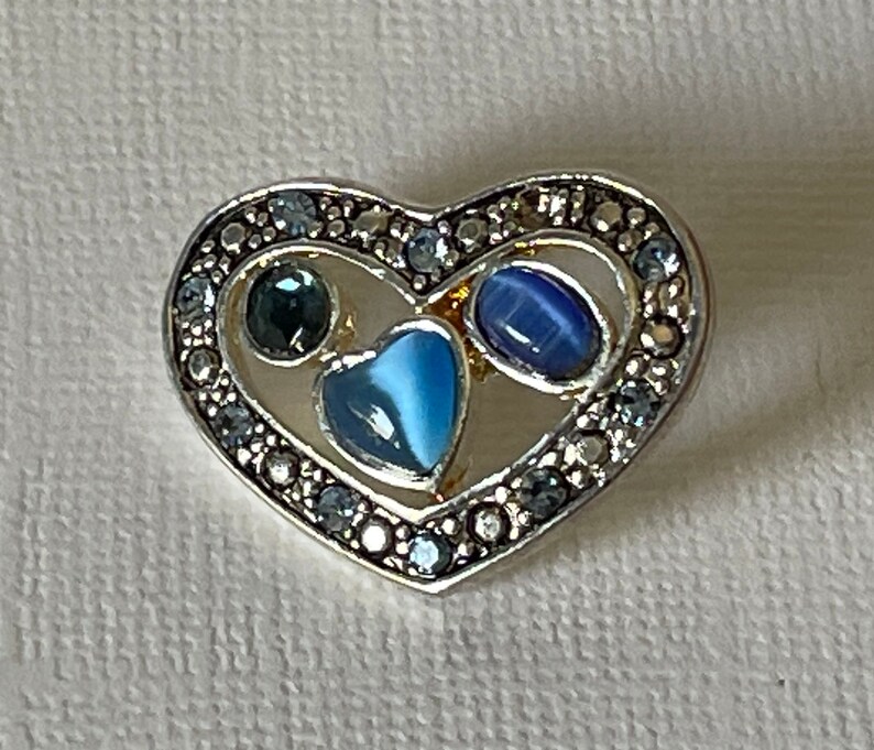 cabochon heart pin rhinestone heart pin wedding heart jewelry blue heart pin Vintage heart brooch marcasite heart brooch Valentine/'s
