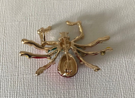 Rhinestone spider pin spider brooch, red spider p… - image 4
