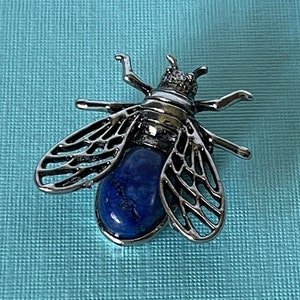 Blue bumble bee brooch, lapis lazuli fly pin, fly jewelry, bee pin, bumble bee brooch, lapis bee pin, bee jewelry, blue bee brooch, insect