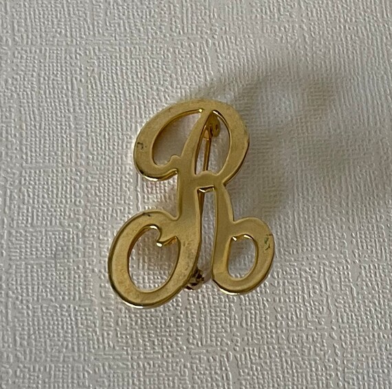 Vintage letter R brooch, letter r pin, letter R jewel… - Gem