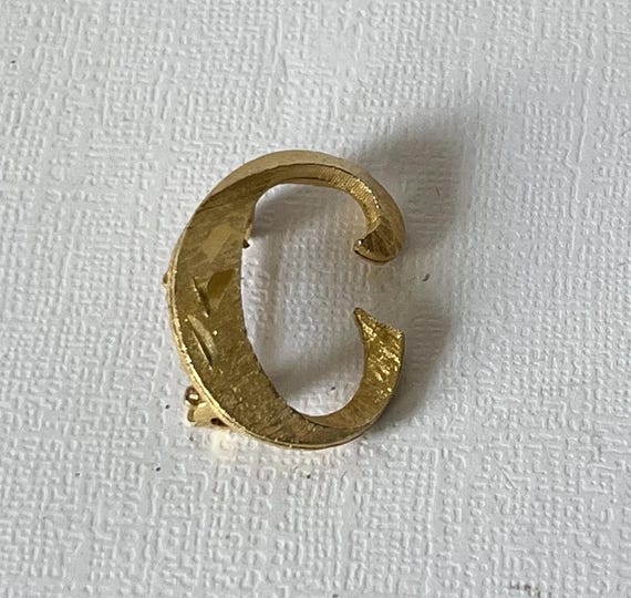 Vintage Letter C brooch, brooch, singed Mamselle C brooch, monogram C brooch, gold Letter c pin letters brooch Letter C pin Letter C jewelry View 4