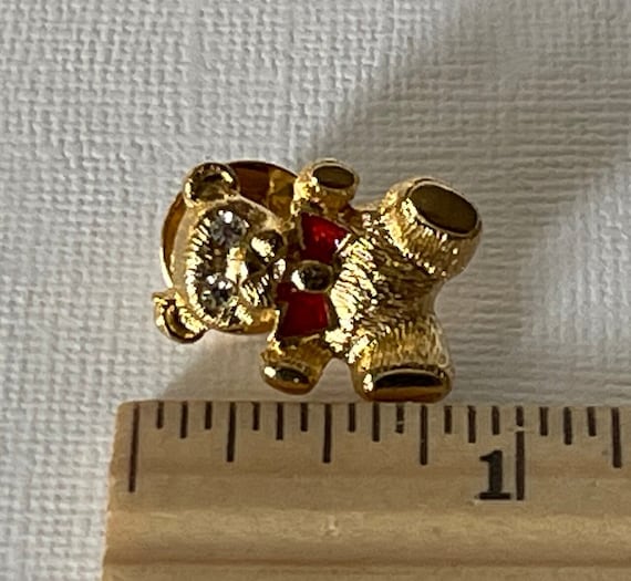 Vintage teddy bear tie tack, teddy bear lapel pin… - image 5