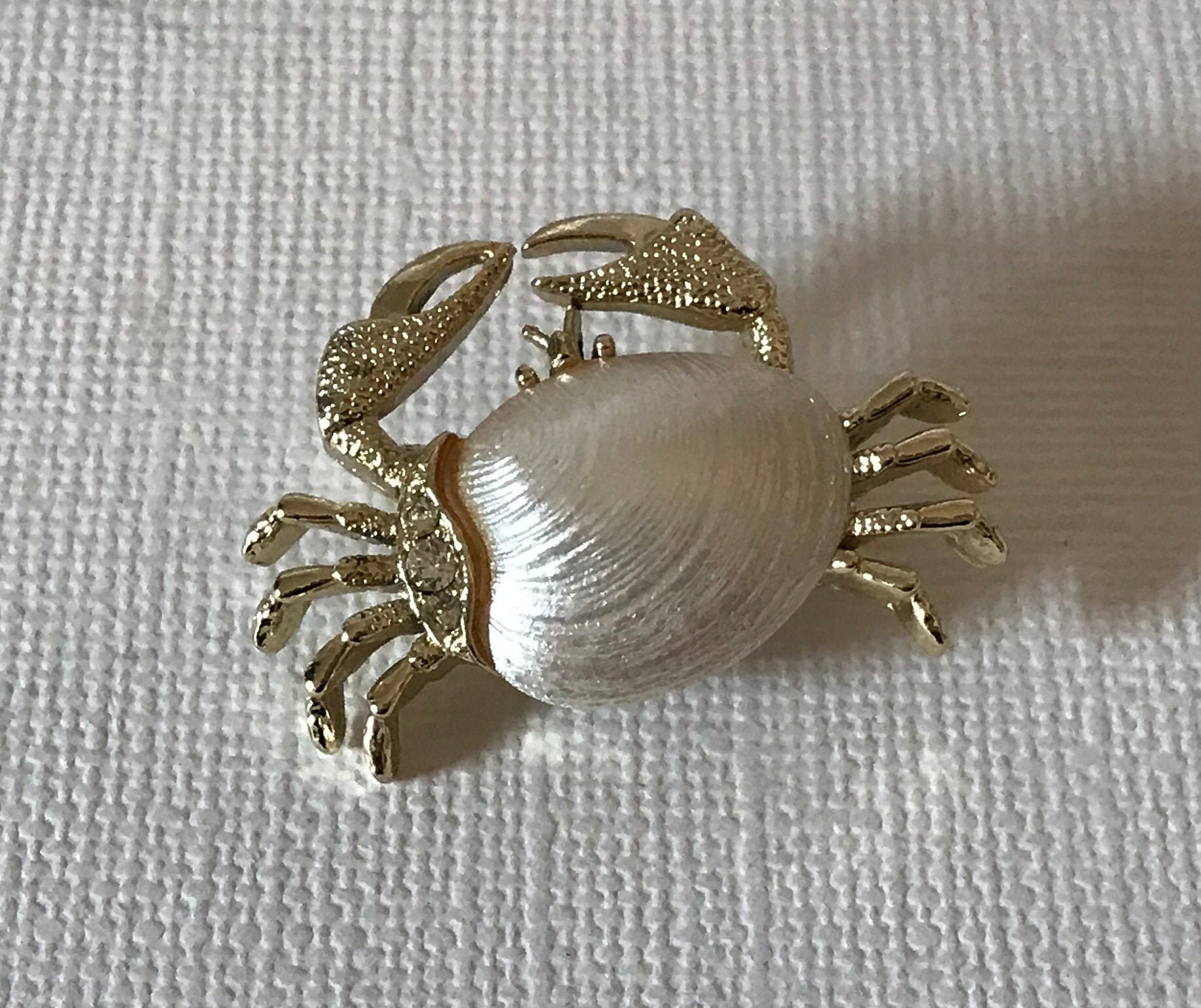 Vintage Crab Brooch Rhinestone Crab Brooch Shell Crab Etsy UK